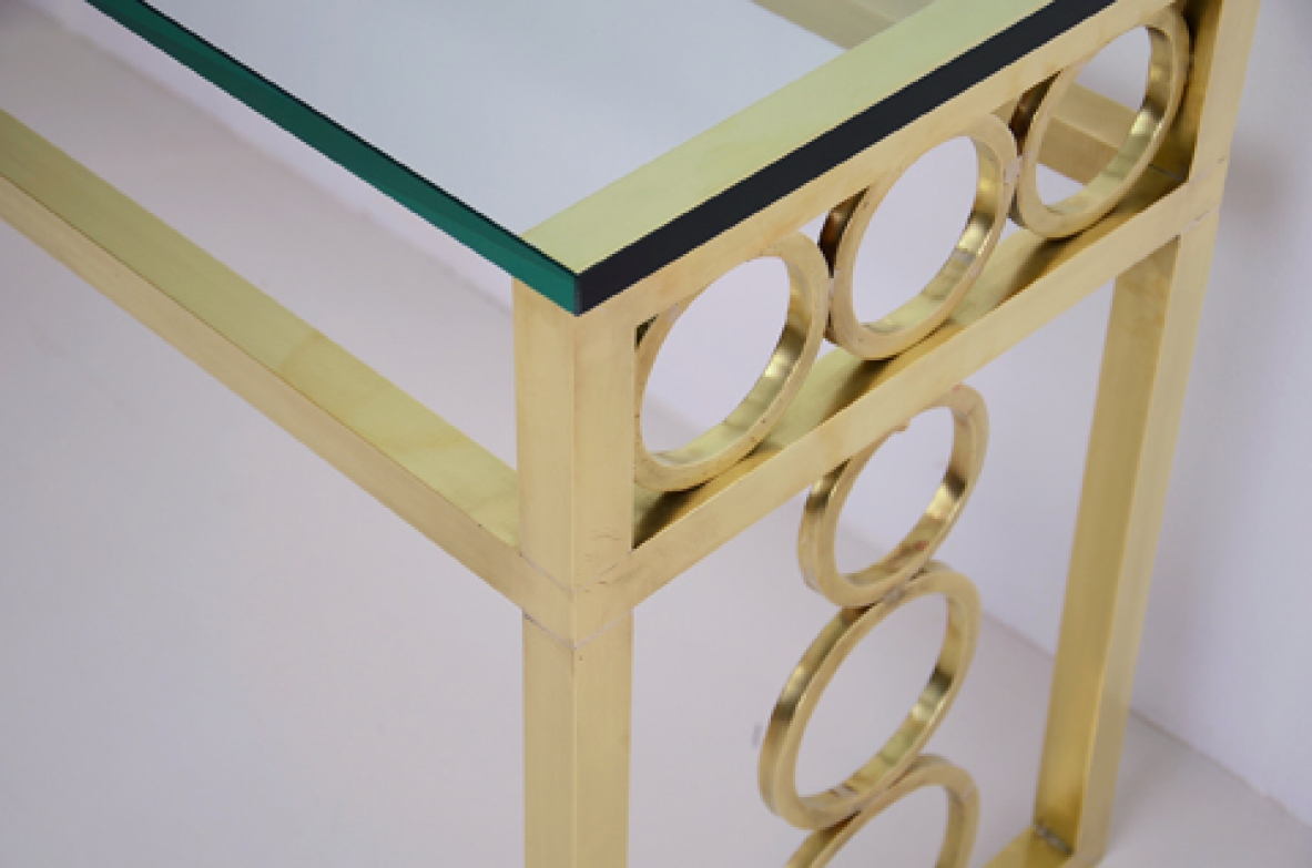 Pair of 1970's French bronze console tables 