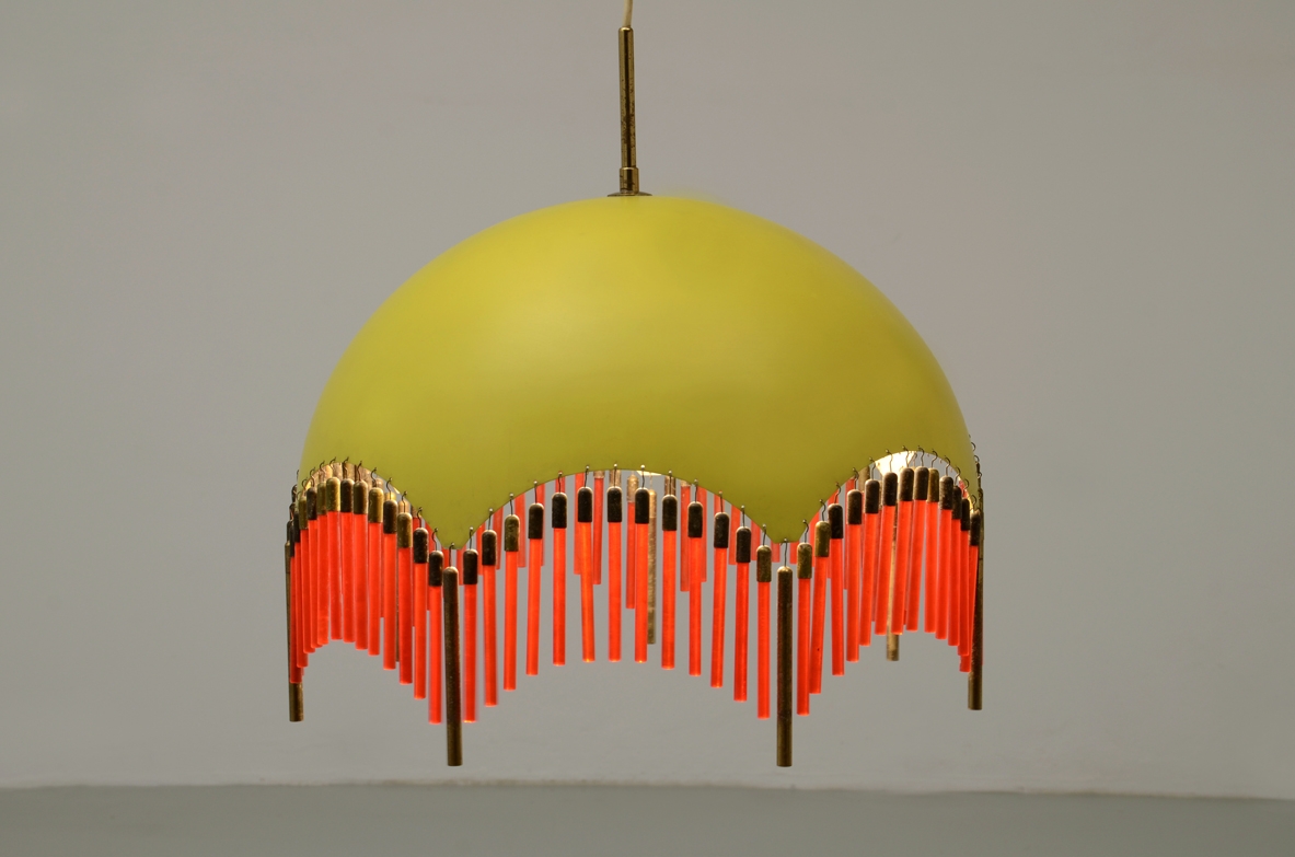 Angelo Lelli, raffinato lampadario produzione Arredoluce, 1950.