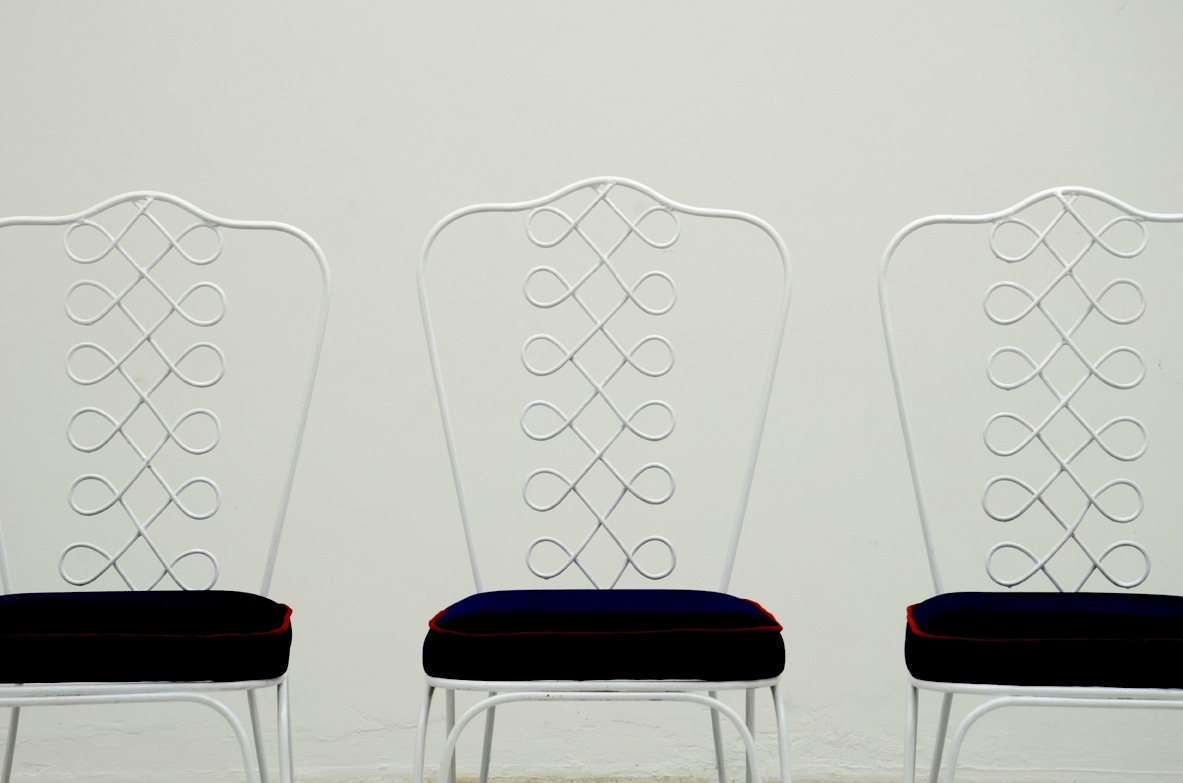 Set di 6 sedie in ferro, attribuite a Gio Ponti, 1950 ca.