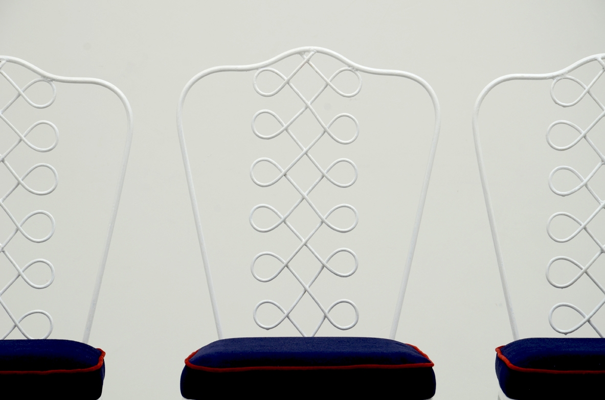 Set di 6 sedie in ferro, attribuite a Gio Ponti, 1950 ca.