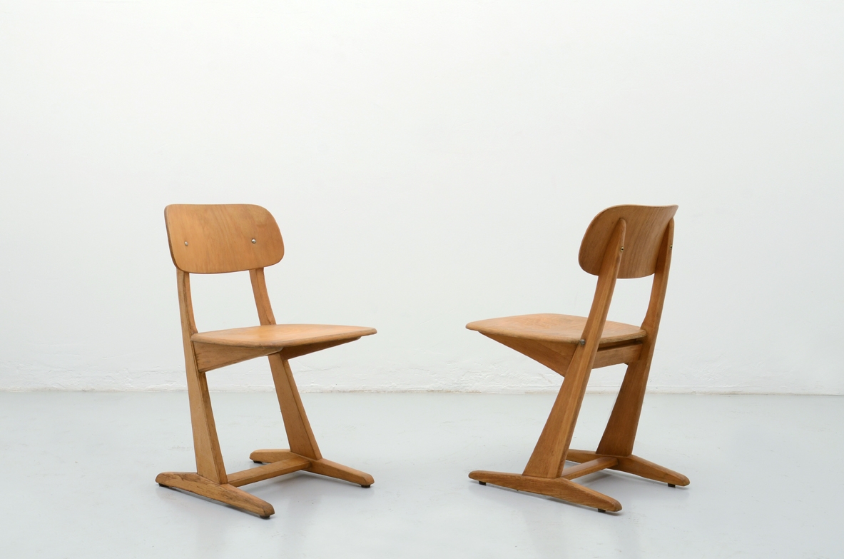Pair of French 1930's school chairs.