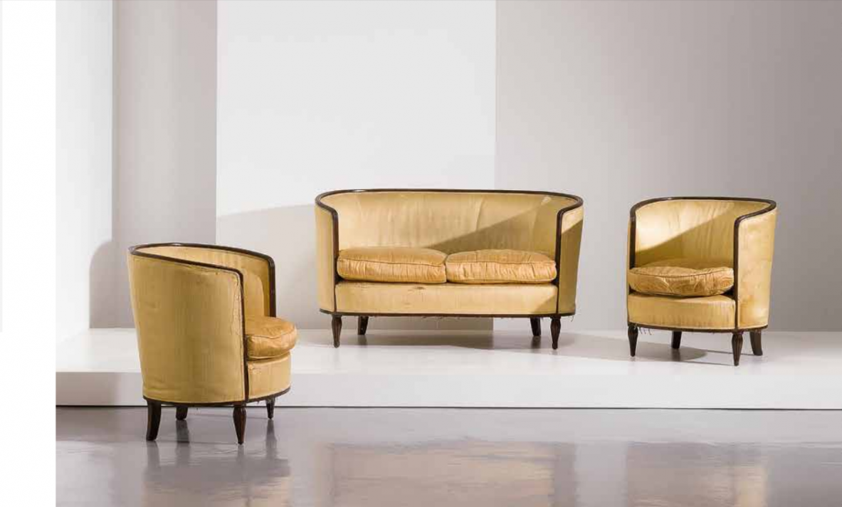 Splendid Italian Art Deco sofa, Tourin, 1930's.