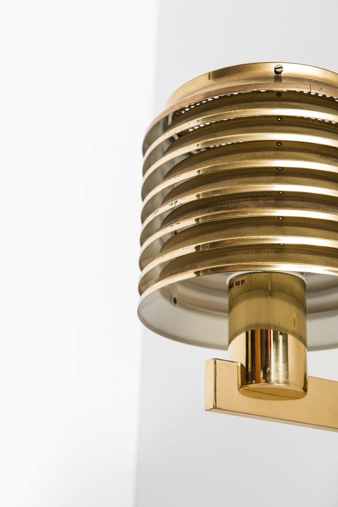H.Agne Jakobsson, rare set of four V299 1960's wall lights in brass.