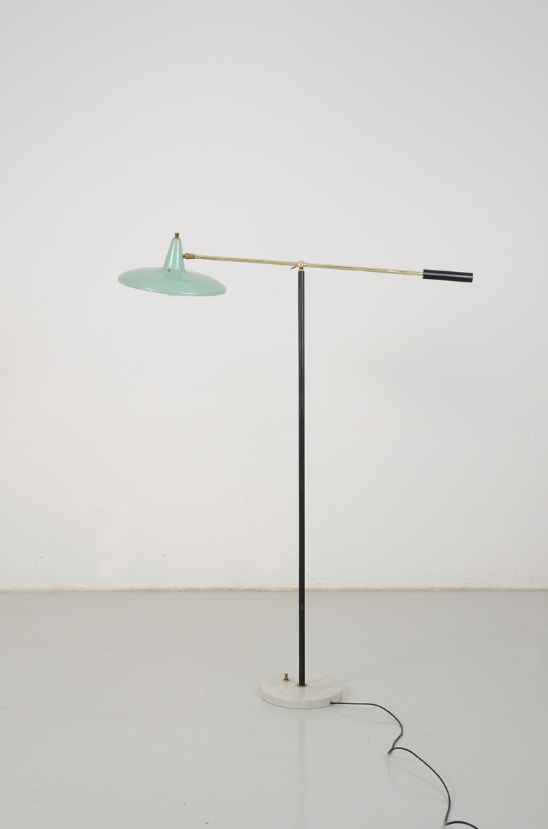 Stilnovo, Italian floor lamp with brass details, 1950's.