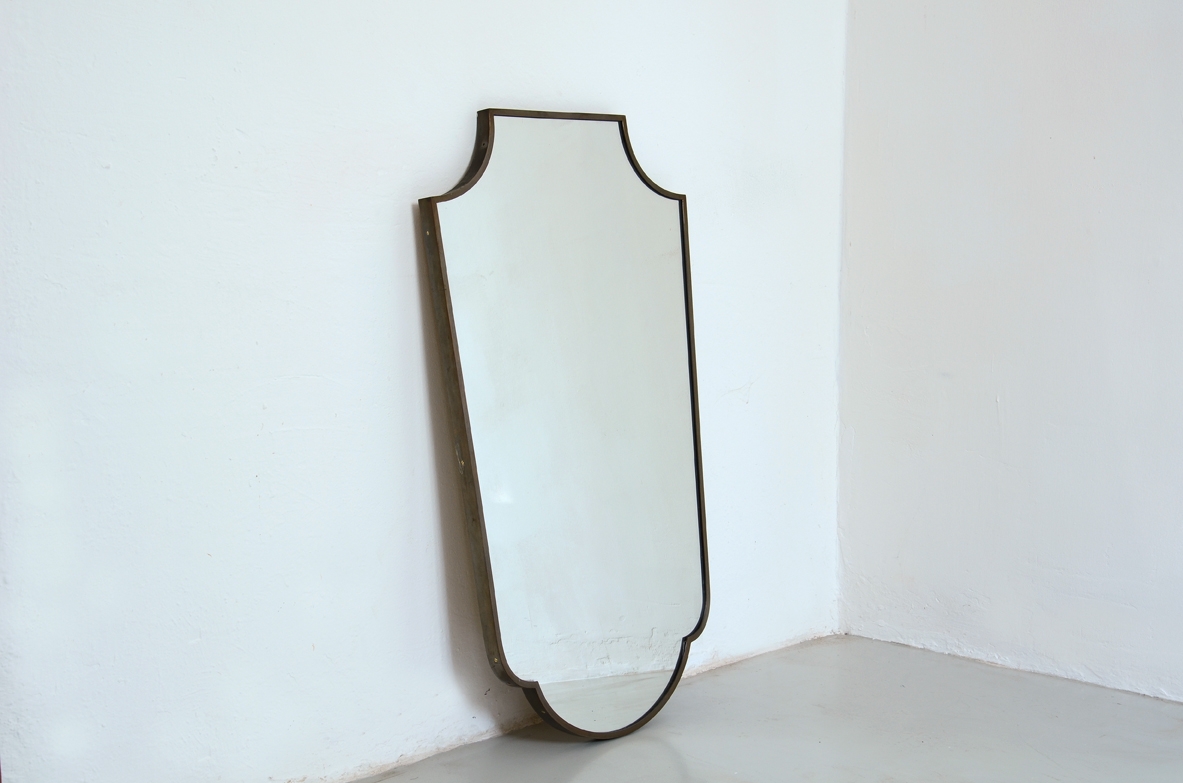  Italian1950's mirror with brass frame.