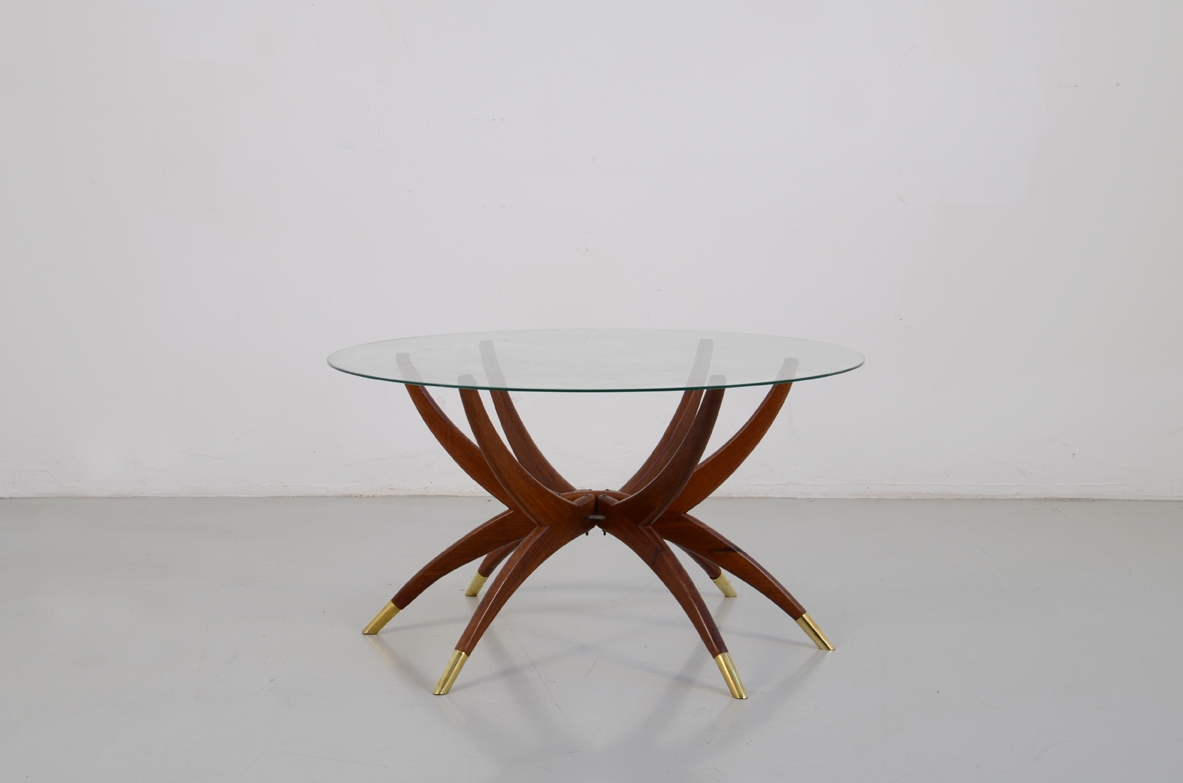 Tavolino in mogano a sei razze attribuito a Guglielmo Ulrich, 1950ca.