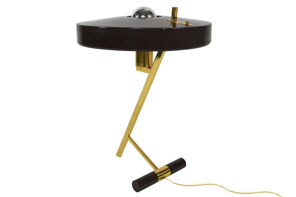 Luis C.Kallf per Philips, Z table lamp in brass and metal, 1954.