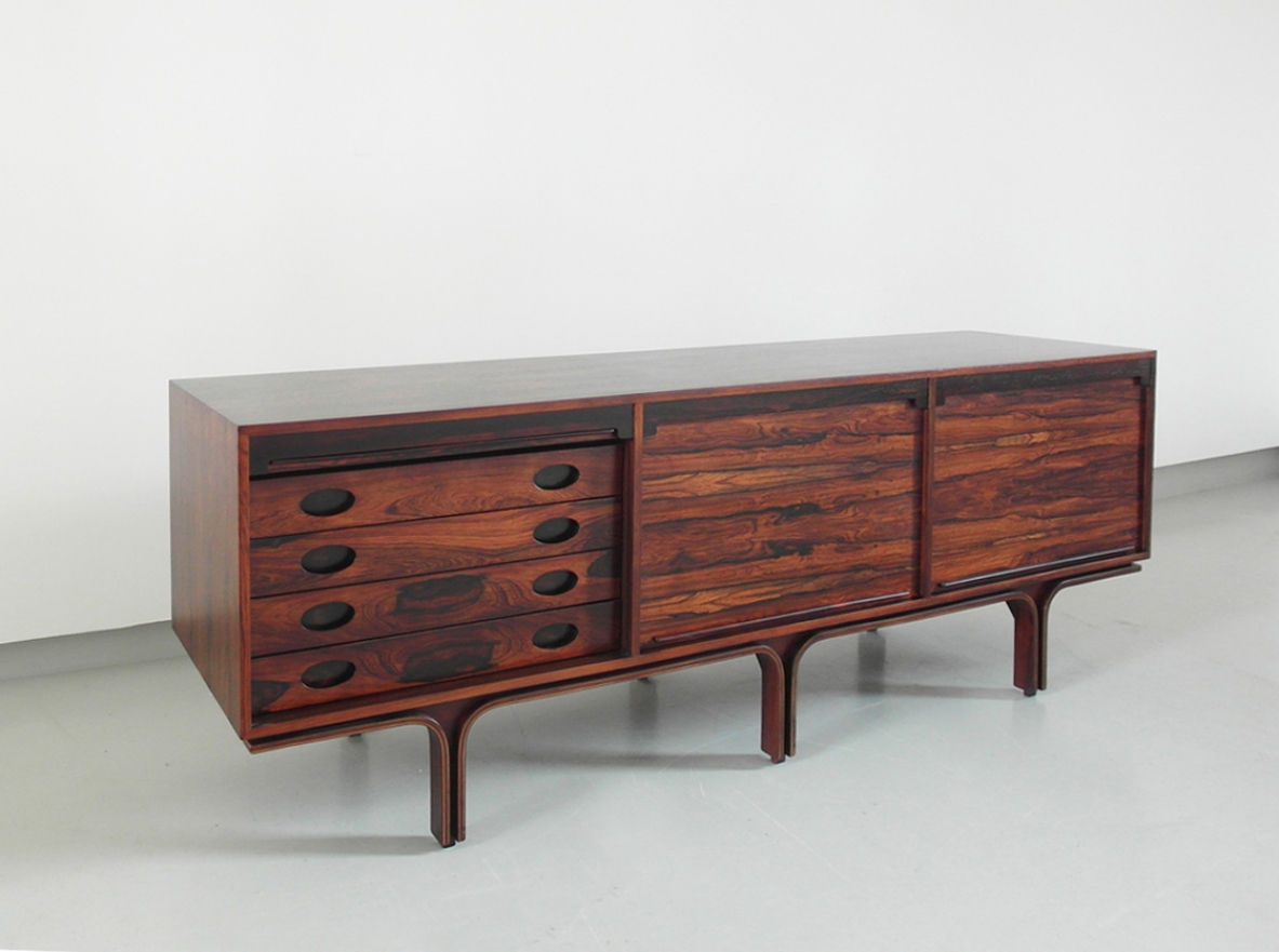 Gianfranco Frattini, rare sideboard in macassar wood, prod.Bernini 1957.