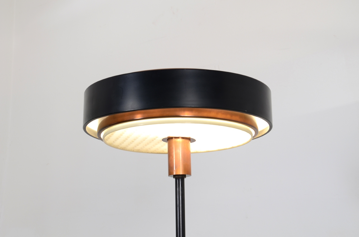 Stilnovo, rare 1960's floorlamp in metal and copper.