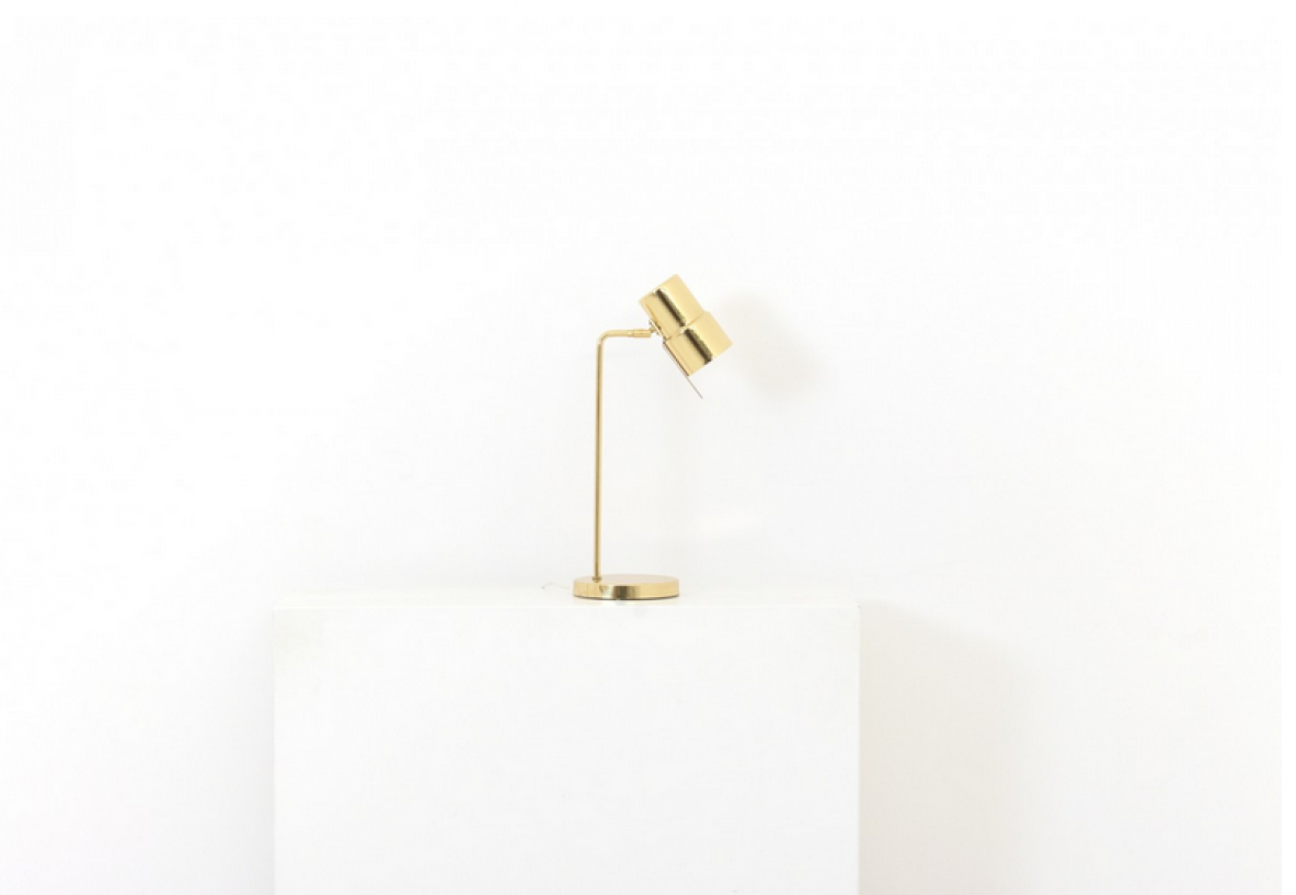 Hans-Agne Jakobsson Model B195/2 table lamp  Produced by Hans Agne Jakobsson AB Brass structure Sweden, 1960s