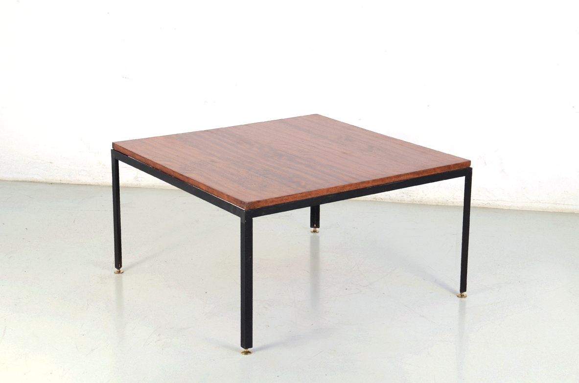 Camo & Graffi coffee table with metal structure and a nice quality mahogany wooden top, Italy 1960's.