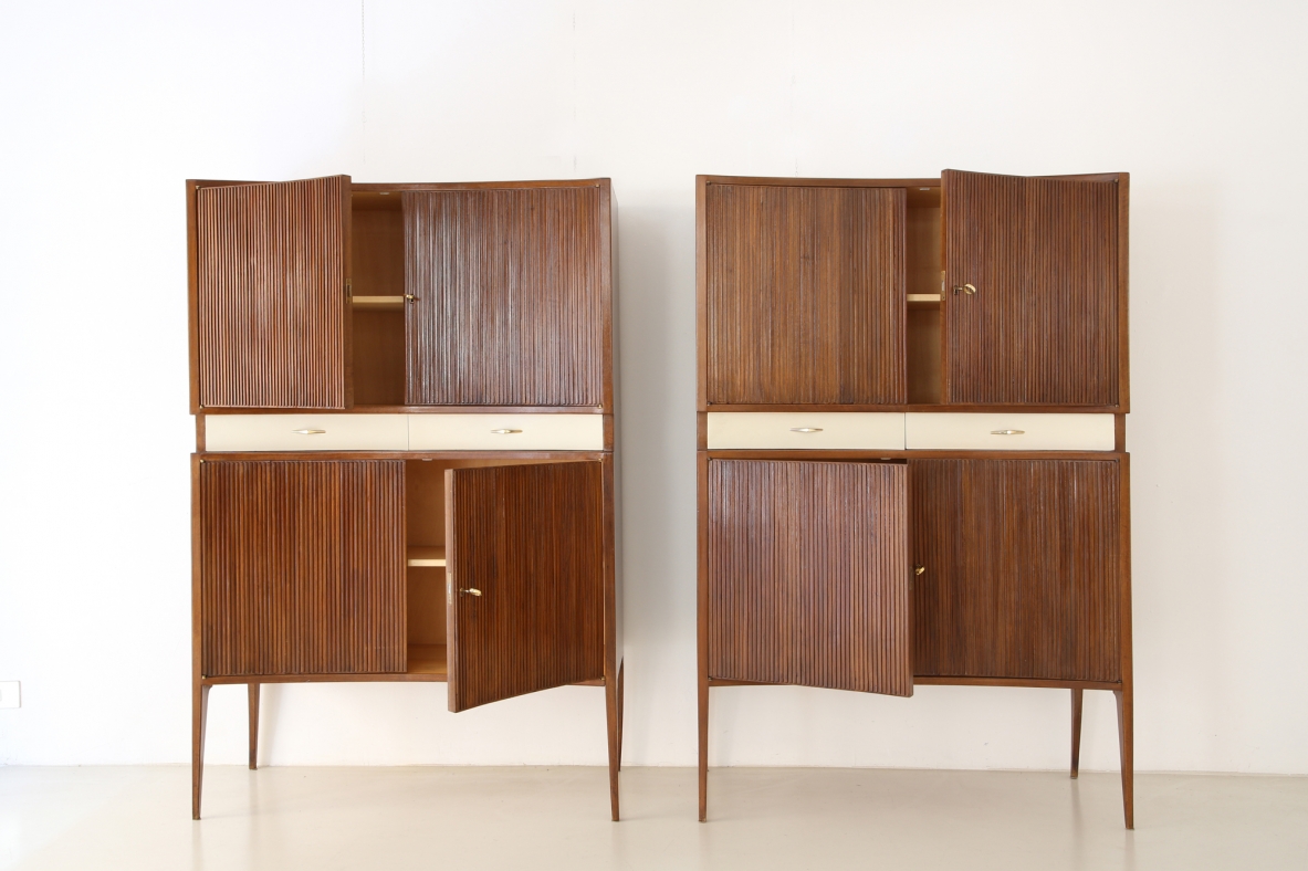 Coppia di mobili con struttura in legno, attr. G.Ulrich 1950.