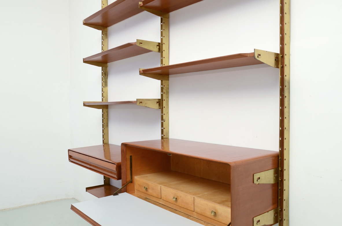 Very refined bookcase with nice brass details, Italy 1960's.