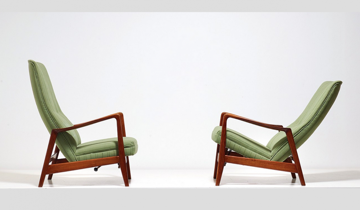 Gio Ponti, pair of adjustable armachairs in ash tree mod.829