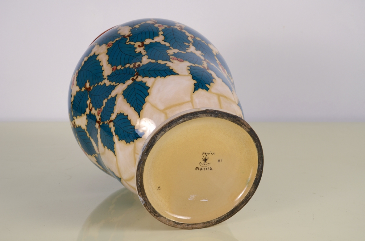 Fenice Albisola, splendido vaso in ceramica anni '30 marcato 