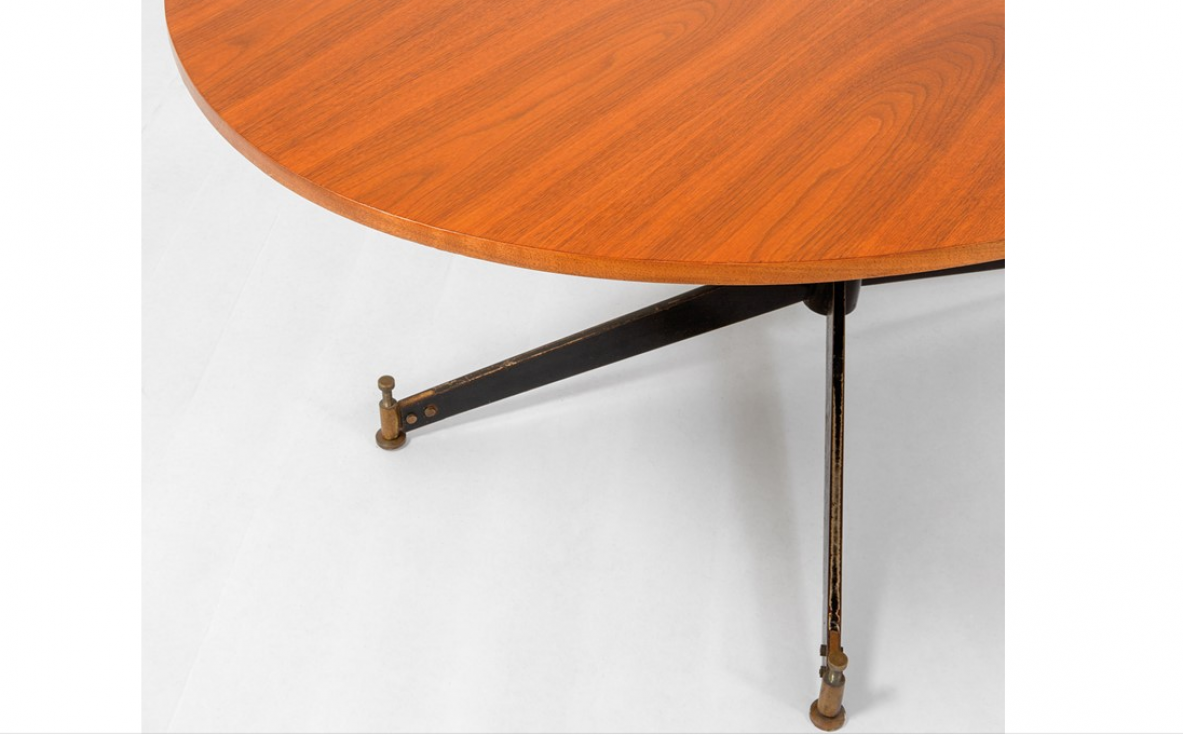 Ignazio Gradella, tavolo mod.T2con piano il legno, struttura in metallo smaltato e dettagli in ottone