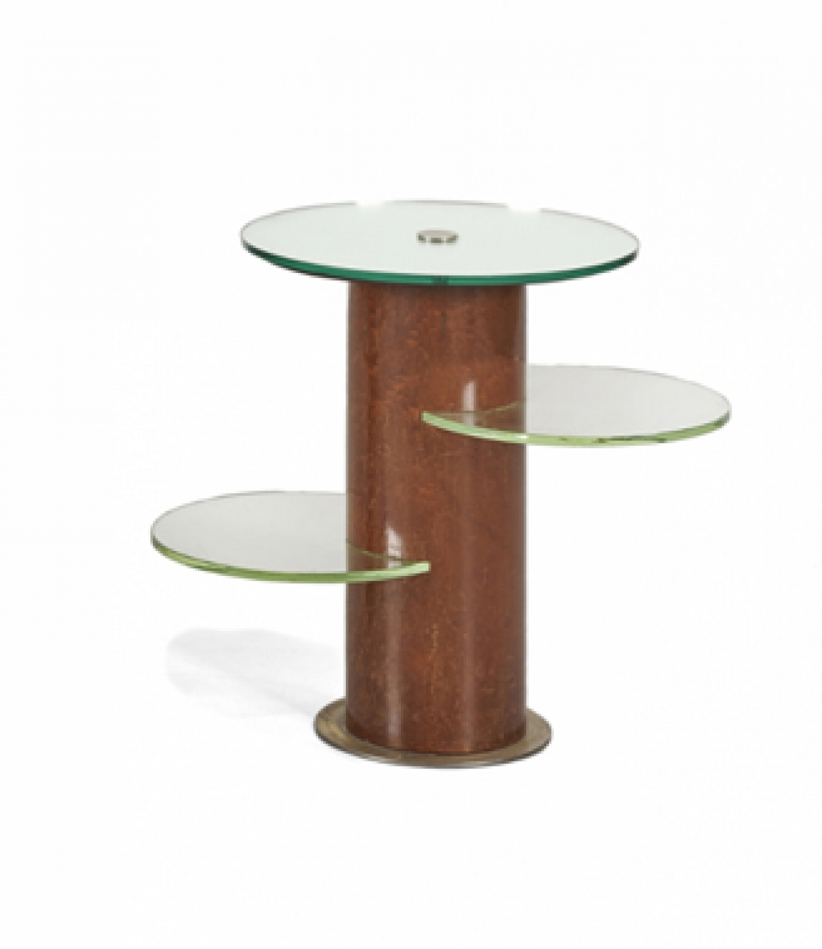 Pair of vintage small tables in wooden and mirrored glass, 1930s.
