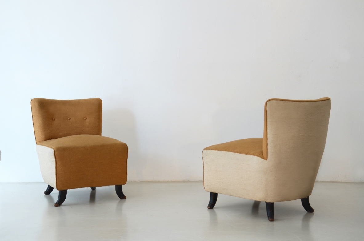 Guglielmo Ulrich pair of original small armchiars, Italy 1950's
