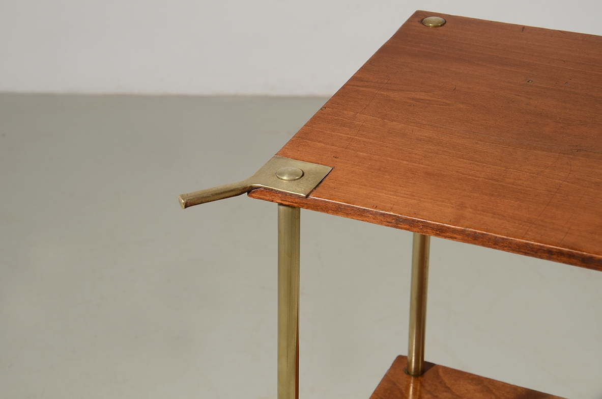 Luigi Caccia Dominioni, small trolley in wood and brass. Prod. Azucena 1950's.