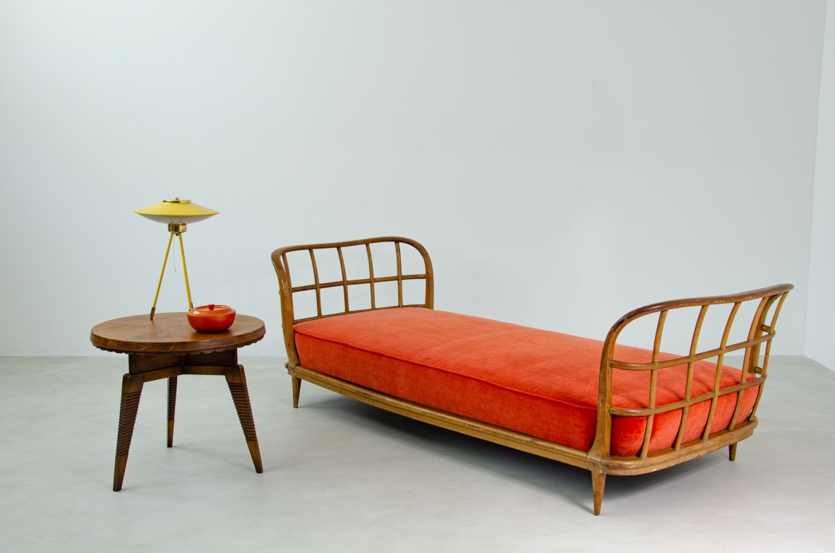 Guglielmo Ulrich, straordinario daybed con struttura in legno. Prod.Serafino Arrighi, 1940ca.