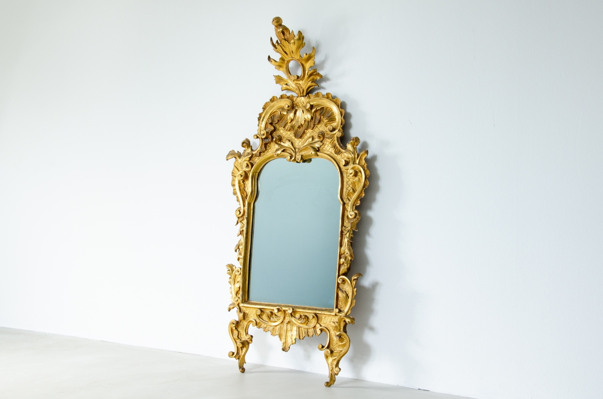 mid-18th century carved and gilded  mirror 