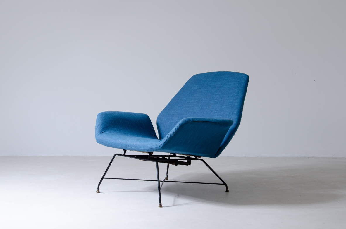 Augusto Bozzi, rare 1950's adjustable Armchair by Saporiti Italia