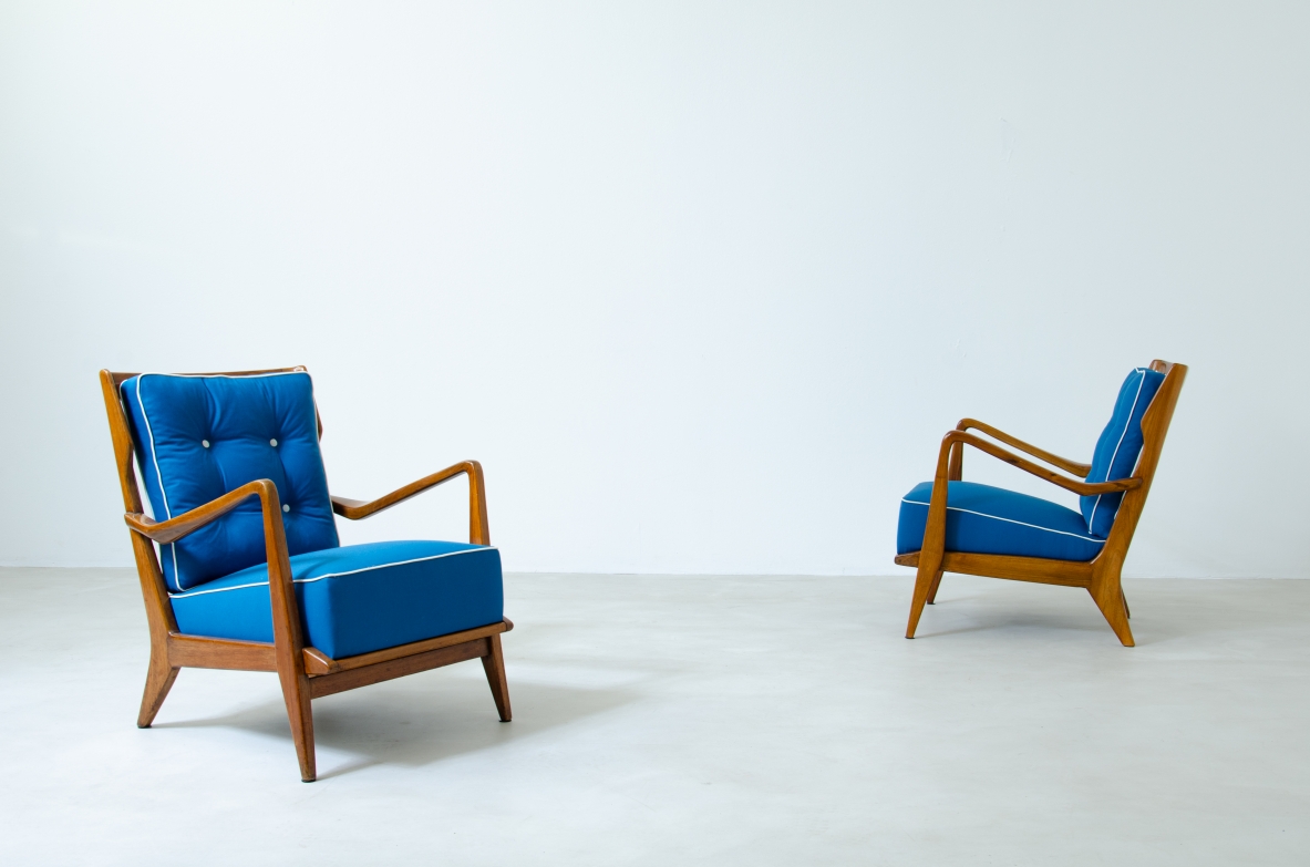 Gio Ponti, pair of armchairs model 516 produced by Cassina in the 1950s.  Certificate from the Ponti archive available.