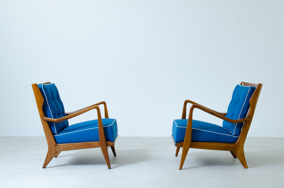 Gio Ponti, pair of armchairs model 516 produced by Cassina in the 1950s.  Certificate from the Ponti archive available.