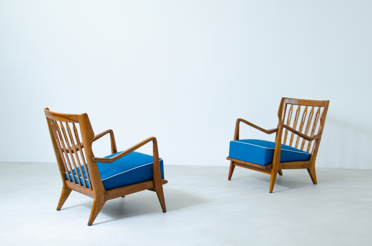 Gio Ponti, pair of armchairs model 516 produced by Cassina in the 1950s.  Certificate from the Ponti archive available.