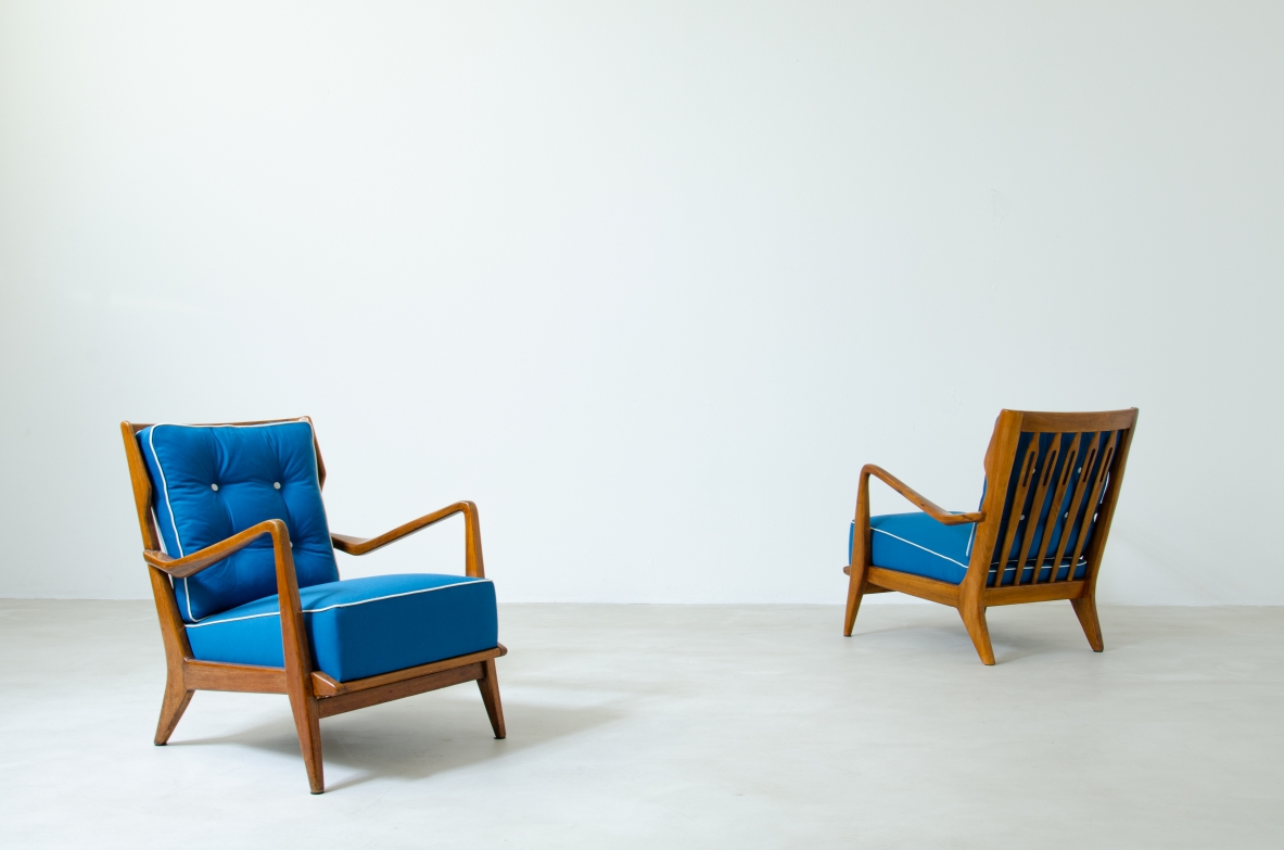 Gio Ponti, pair of armchairs model 516 produced by Cassina in the 1950s.  Certificate from the Ponti archive available.