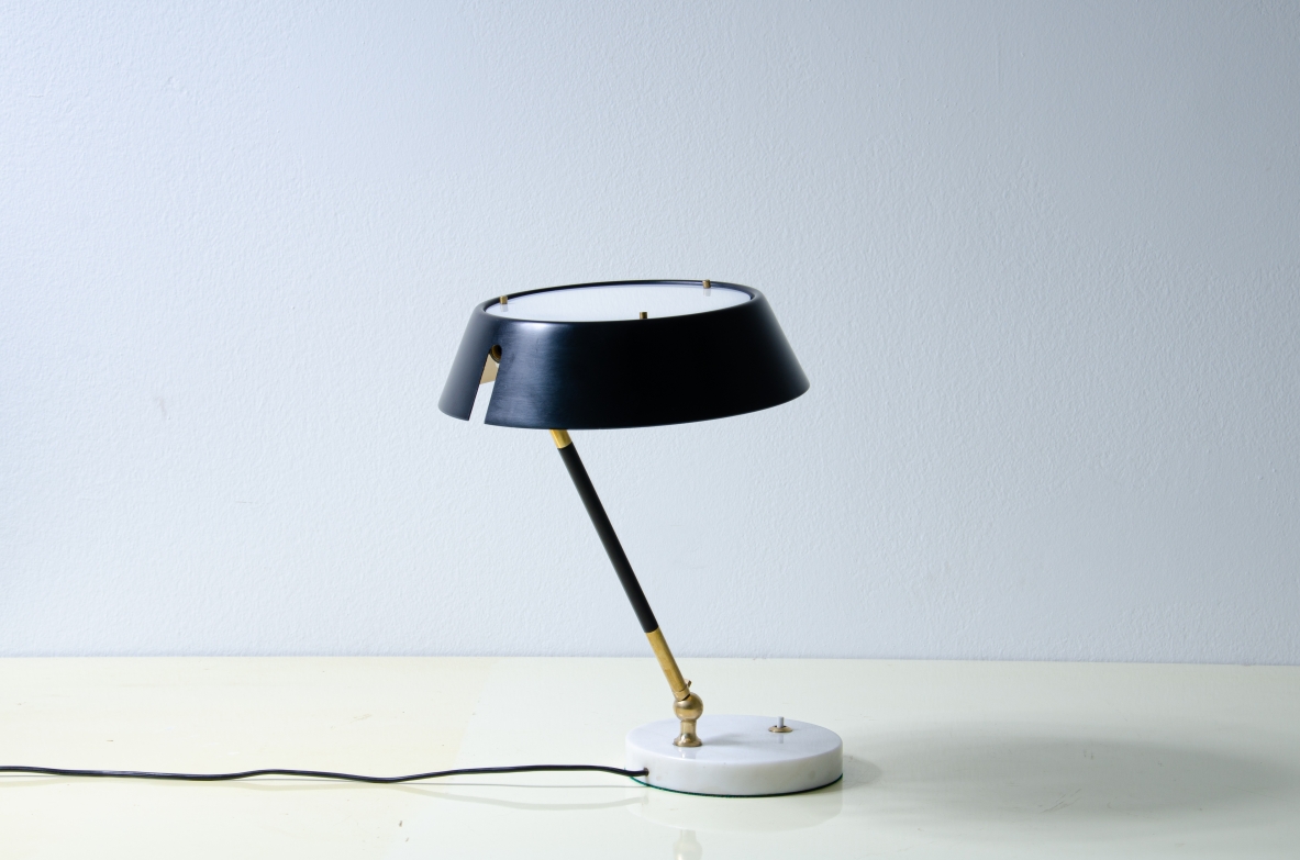 Stilux Milano Table lamp in painted metal and perplex and marble base.  Italian manufacture, 1950s