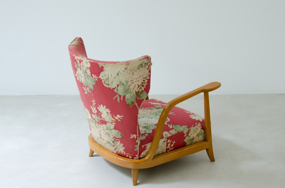 Enrico Ciuti, rare pair of armchairs in ash wood.  Italy, Milan, 1940's 