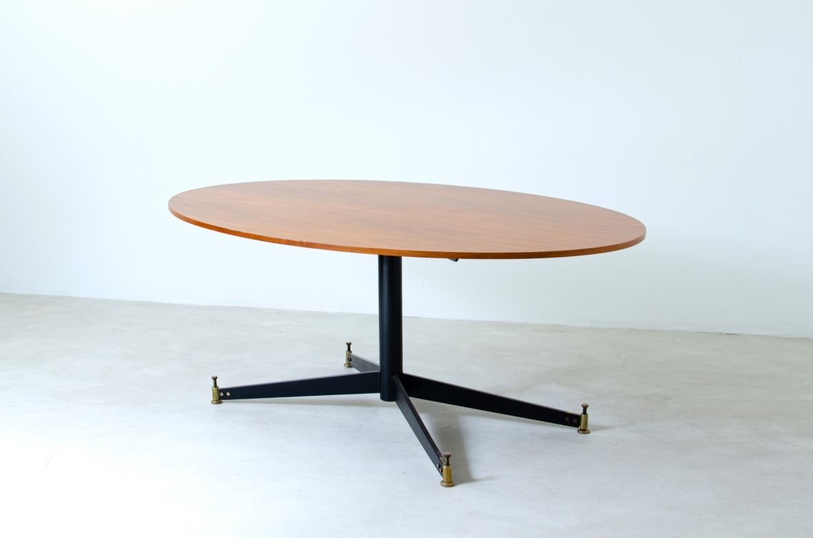 Ignazio Gradella, tavolo mod.T2con piano il legno, struttura in metallo smaltato e dettagli in ottone