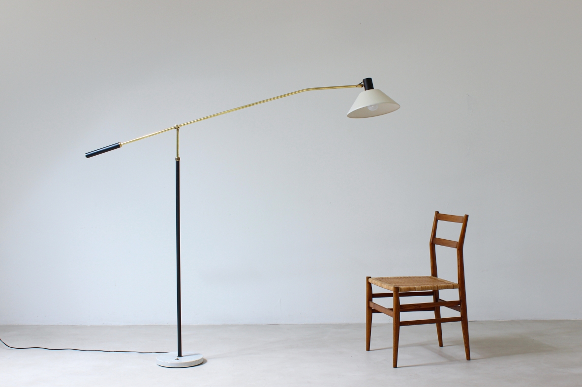 Stilux, reading adjustable light, with metal shade and marble base. Italy, 1950's.