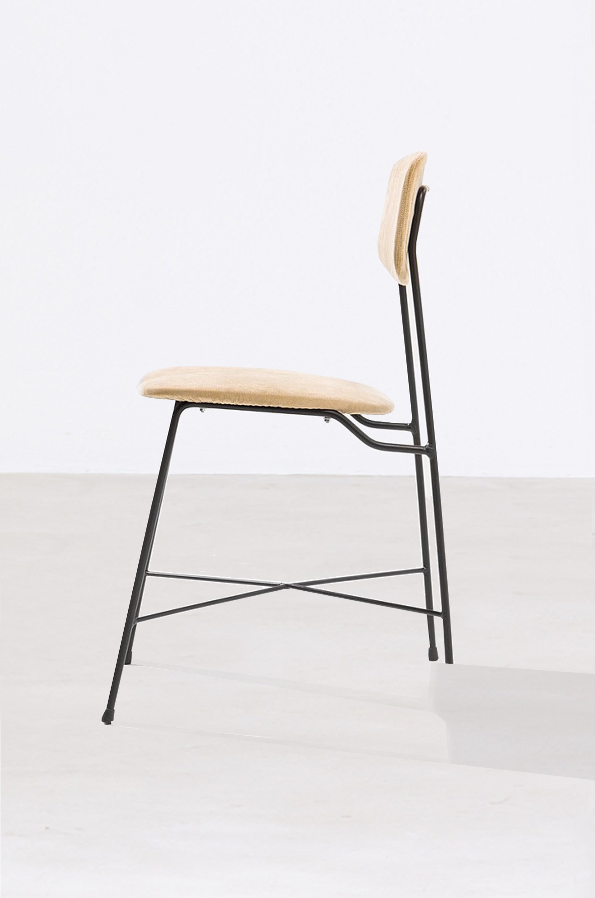 Georges Coslin  Rare set of ten chairs in iron and fabric upholstery.  Faram production, Italy, 1950's.