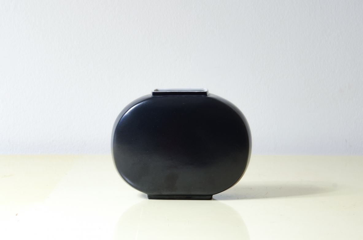Matt glazed oval porcelain vase Italian manufacture, 1950's