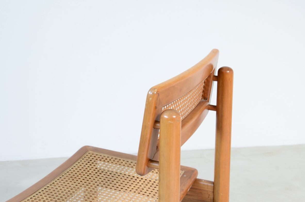 Set di 6 sedie in legno chiaro con seduta e schienale in paglia di Vienna.  Manifattura italiana 1960ca.