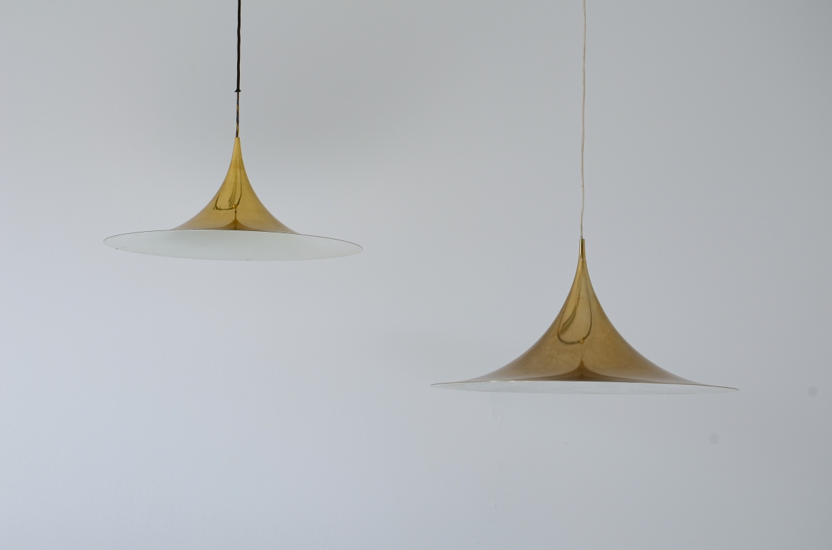 Fog & Moroup  Large pair of turned brass ceiling lamps  Scandinavian manufacture, around 1960's