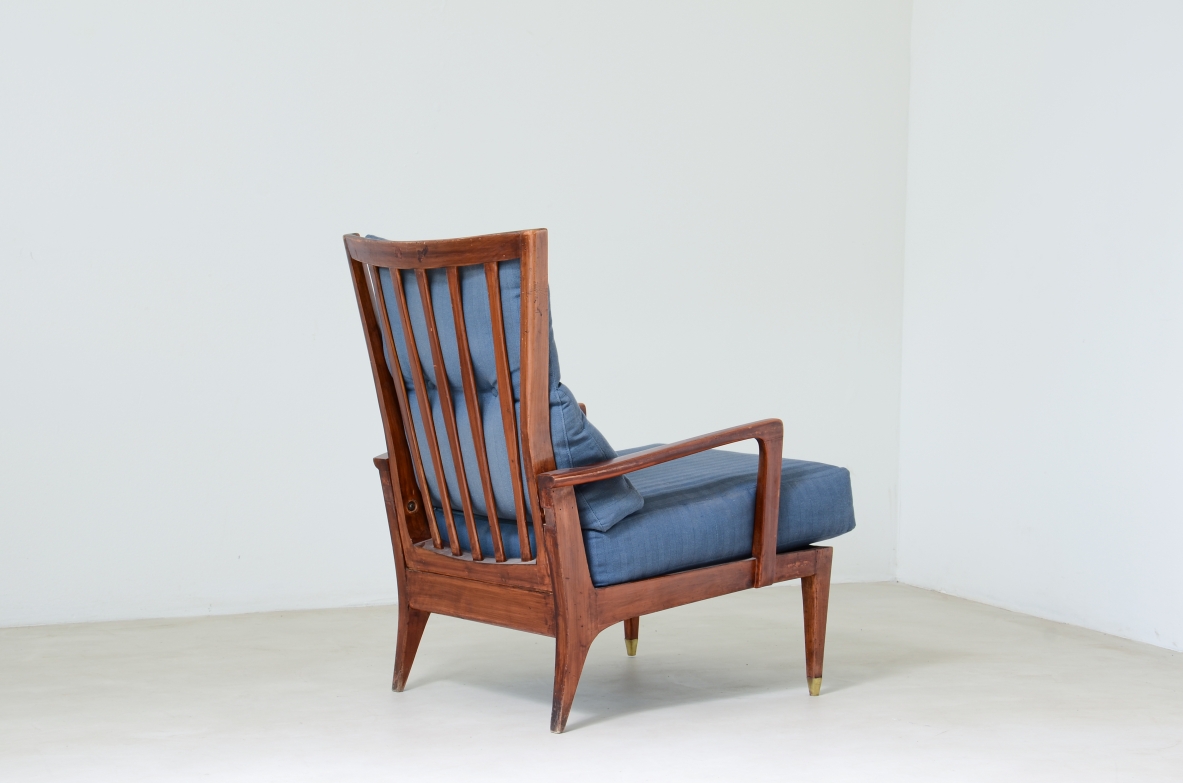 Paolo Buffa, 1950's armchair with wooden structure and upholstered seat and backrest.