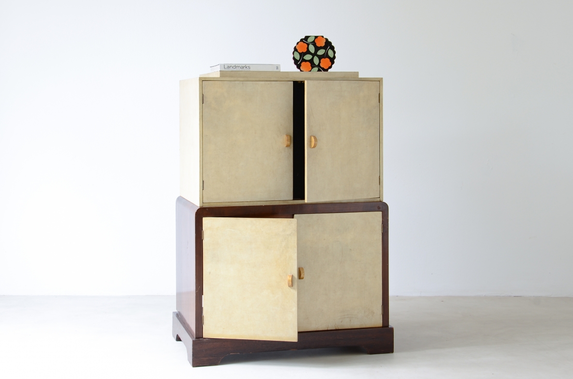 Macassar and goat skin cupboard, France 1940's.