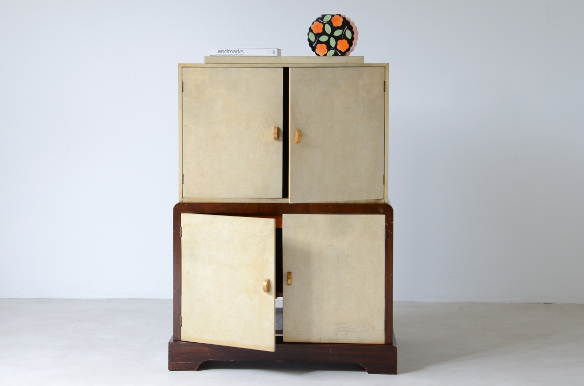 Macassar and goat skin cupboard, France 1940's.