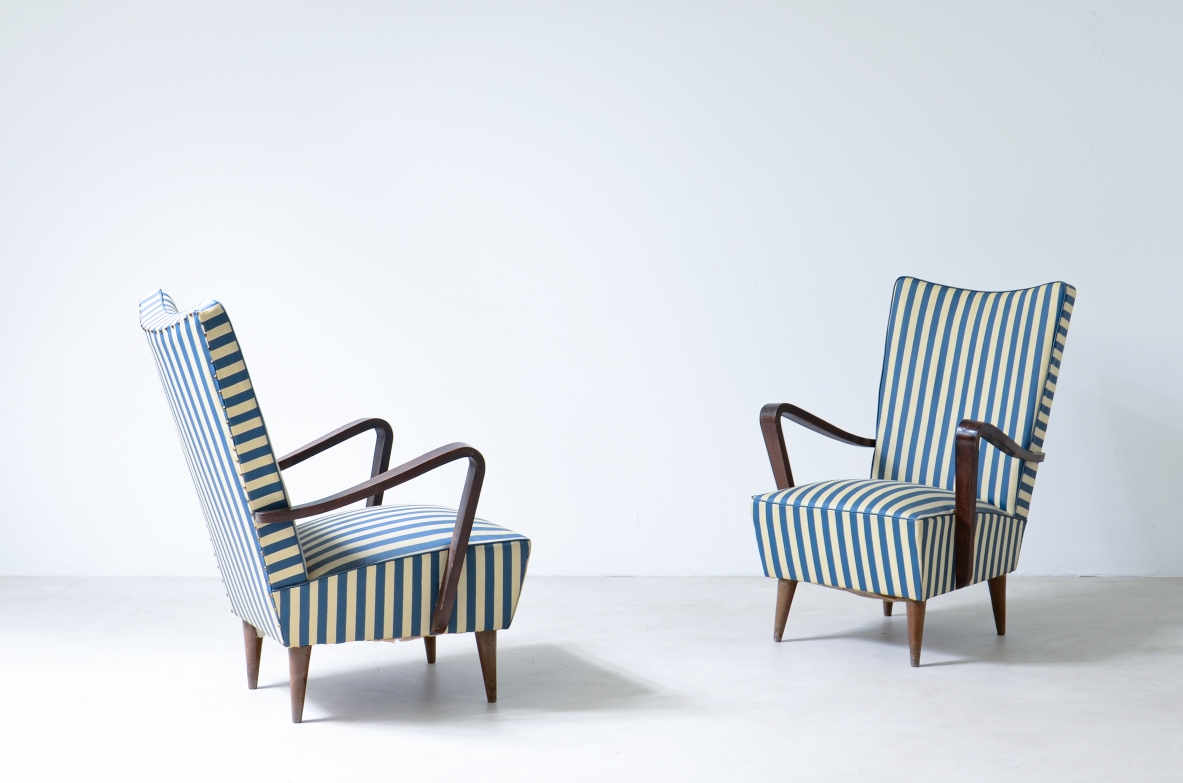 Pair of original Ski armchairs in excellent condition.  Italian manufacture, 1950's.