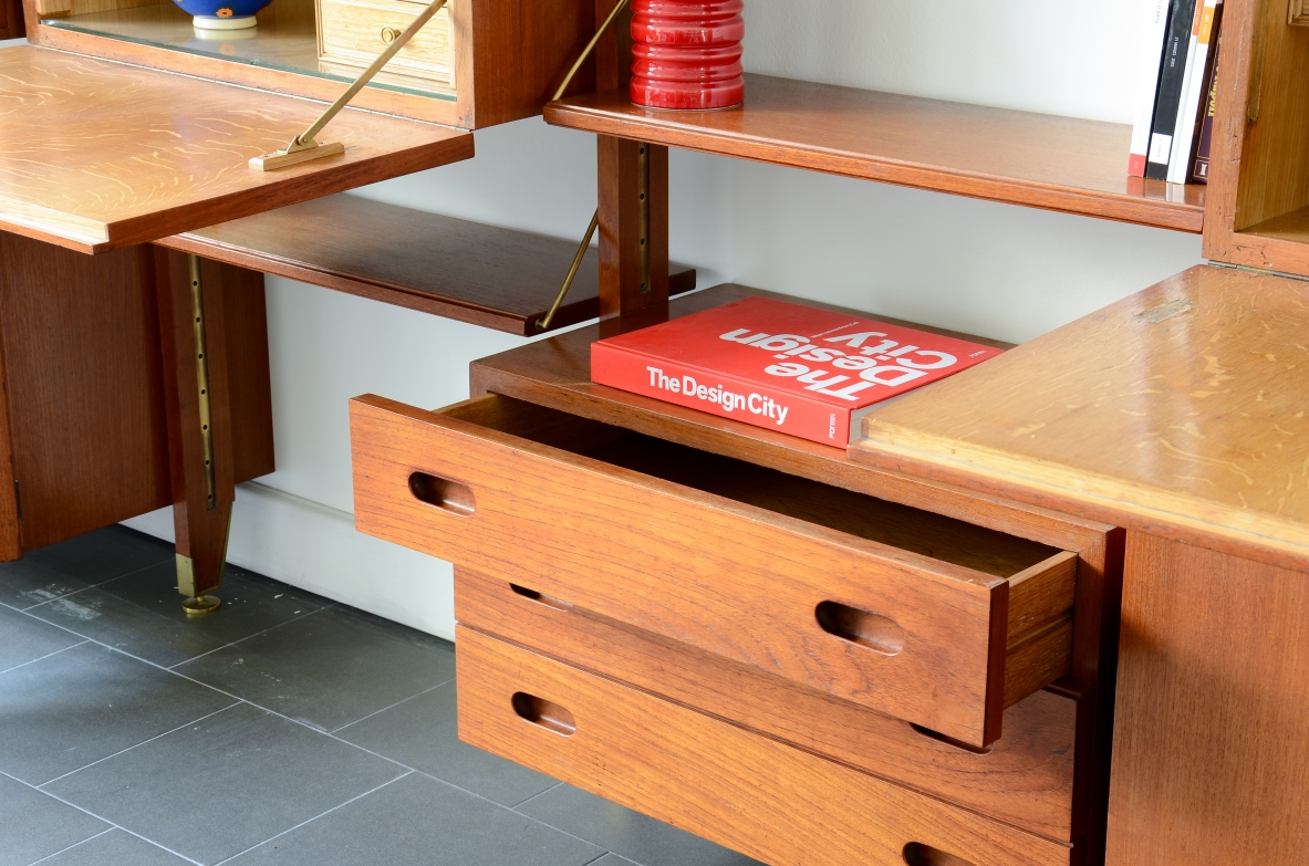 Paolo Buffa Large bookcase with compartments and shelves