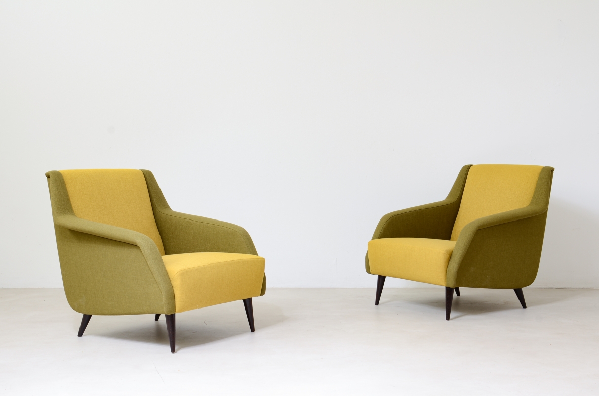 Carlo De Carli, Gio Ponti  Pair of model 802 armchairs Cassina