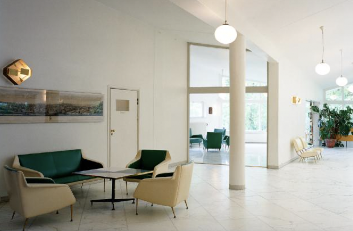Carlo De Carli, Gio Ponti  Pair of model 802 armchairs covered in padded fabric. Designed in 1954 Cassina manufacture