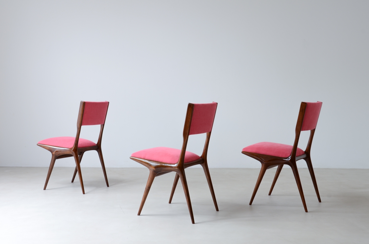 Carlo de Carli (1910-1999)  Rare set of 8 chairs model 634, 1954.