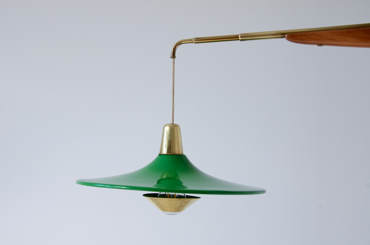Franco Buzzi wall sconce lamp with extensible brass arm 1950s.