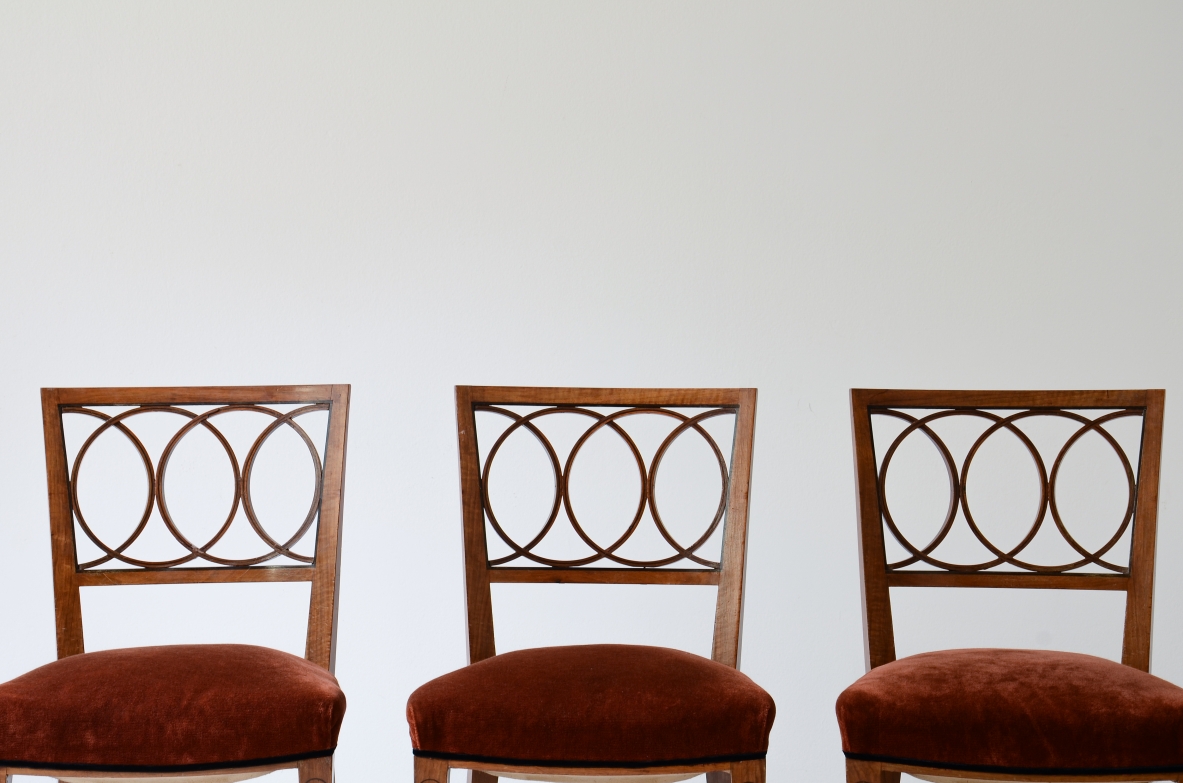 Paolo Buffa 8 elegant walnut chairs. Lietti manufacture 1930. Provenienza Gio Ponti