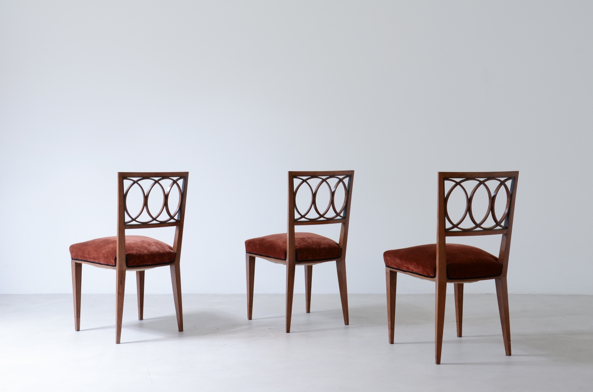 Paolo Buffa 8 elegant walnut chairs. Lietti manufacture 1930. Provenienza Gio Ponti