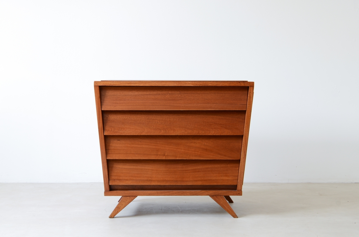 Jose Zanine Caldas Oak cabinet with 4 drawers. Brazilian manufacture, 1950s.